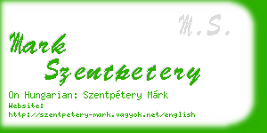 mark szentpetery business card
